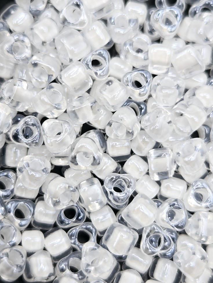 Miyuki Triangle Beads, Crystal White Inside Color Lined | Size 5/0 | 15g