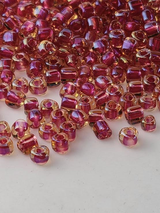 Amber/Berry Inside Color Lined | Triangle Size 5/0 | Miyuki | 15g Pkg