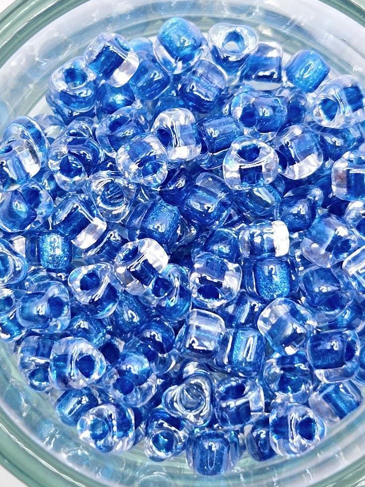 Miyuki Triangle Beads, Crystal/Sapphire Inside Color Lined | Size 5/0 - Jewelry Making