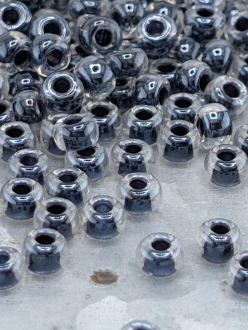 6-1106:Crystal/Black ICL-Miyuki Rocaille 6/0 (20g pkg ~240 pcs)