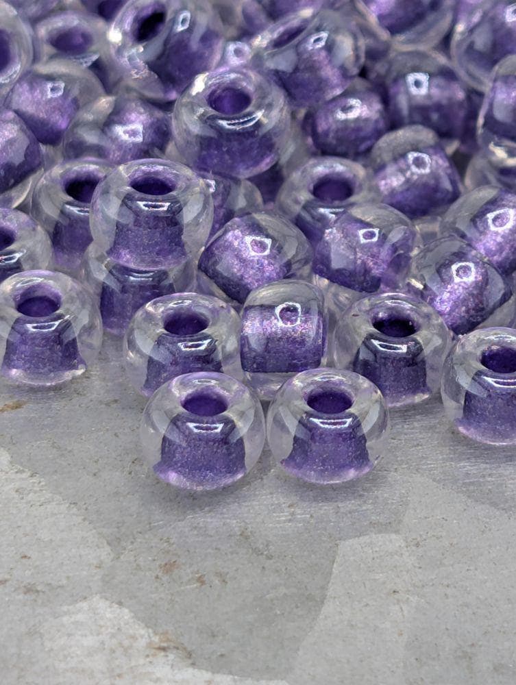 Crystal/Purple Inside Color Lined Sparkle Rocaille | 6/0 | Miyuki - 15g pkg