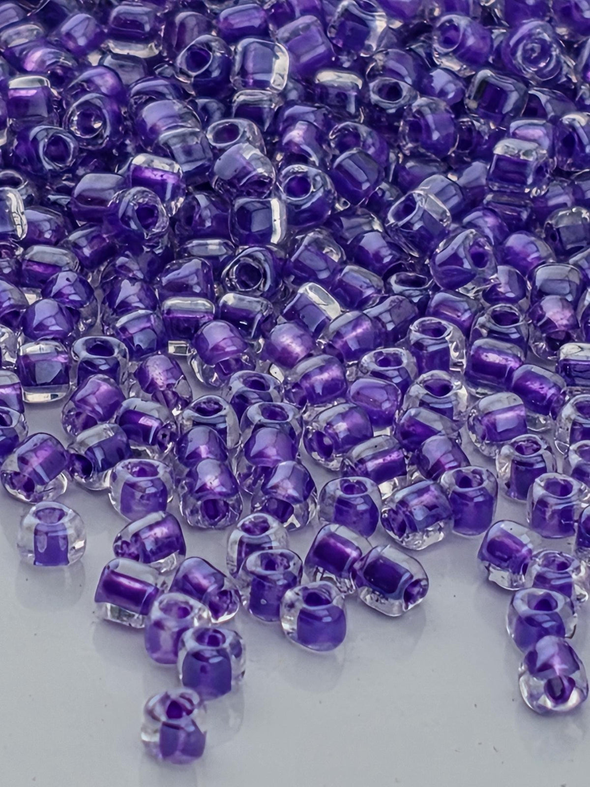 Miyuki Triangle Beads, Crystal Purple Inside Color Lined | 10/0 Size | 15g