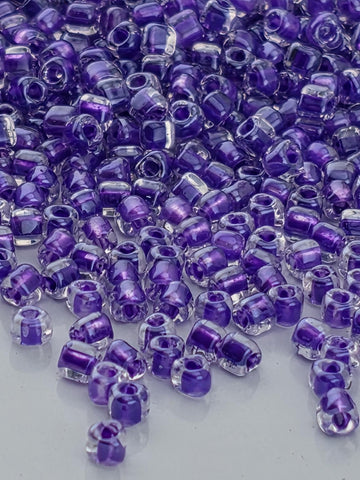 Miyuki Triangle Beads, Crystal Purple Inside Color Lined | 10/0 Size | 15g