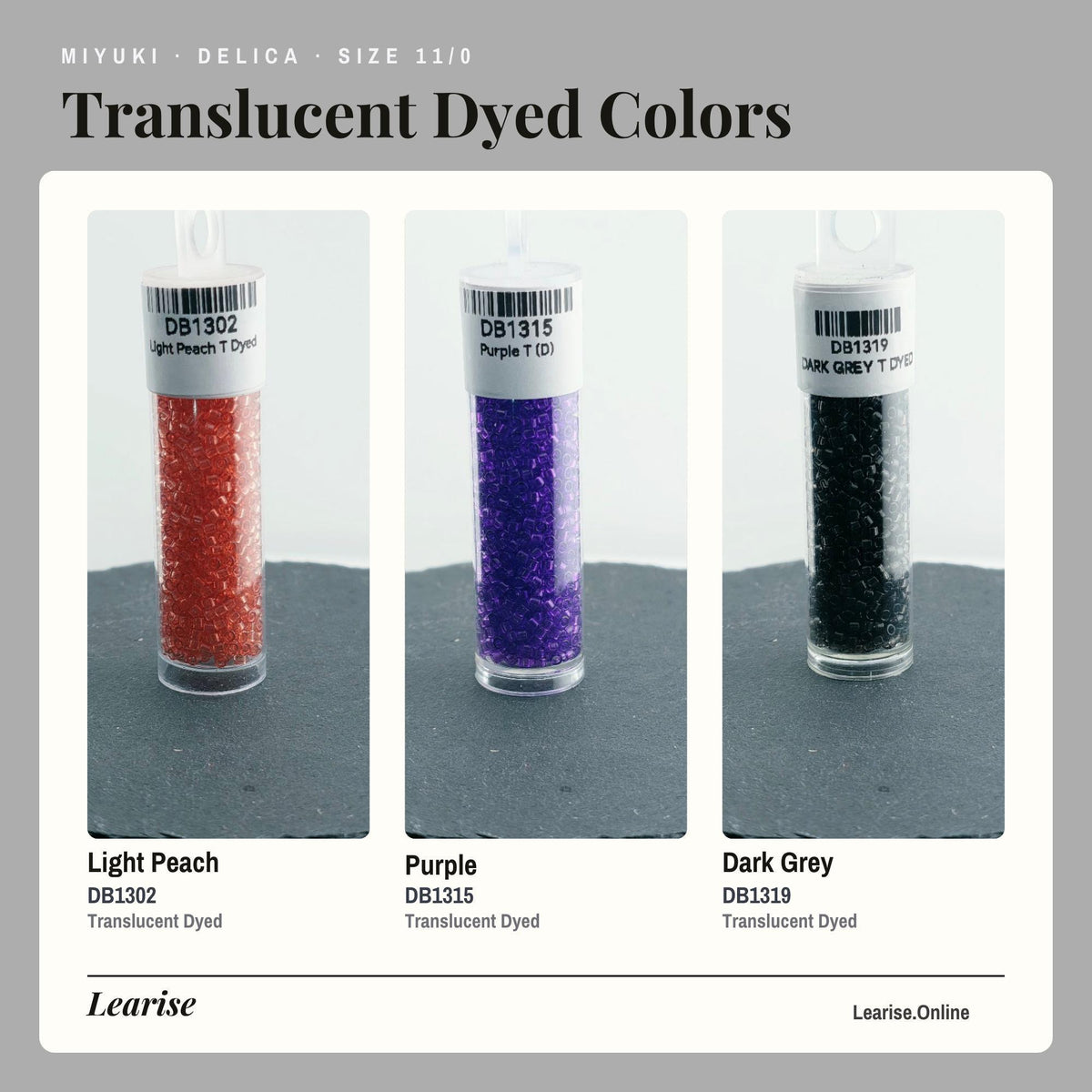 Transparent Dyed Miyuki Delica Beads, Size 11/0 | 7g | Precision Weaving
