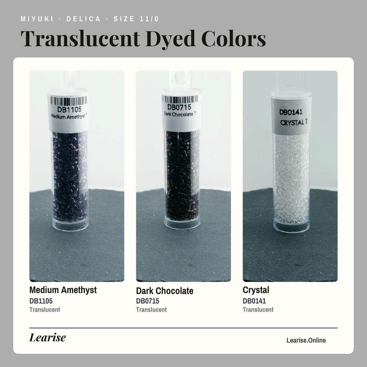 Transparent Dyed Miyuki Delica Beads, Size 11/0 | 7g | Precision Weaving