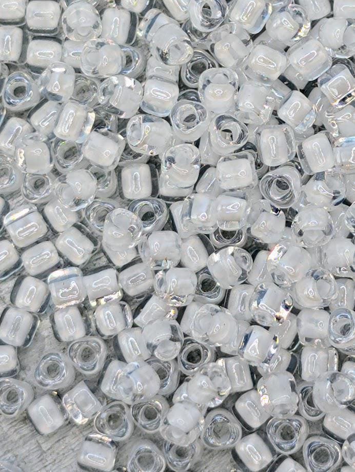 Miyuki Triangle Beads, Crystal White Inside Color Lined | 10/0 Size | 15g Pack