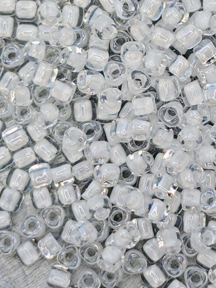 Miyuki Triangle Beads, Crystal White Inside Color Lined | 10/0 Size | 15g Pack