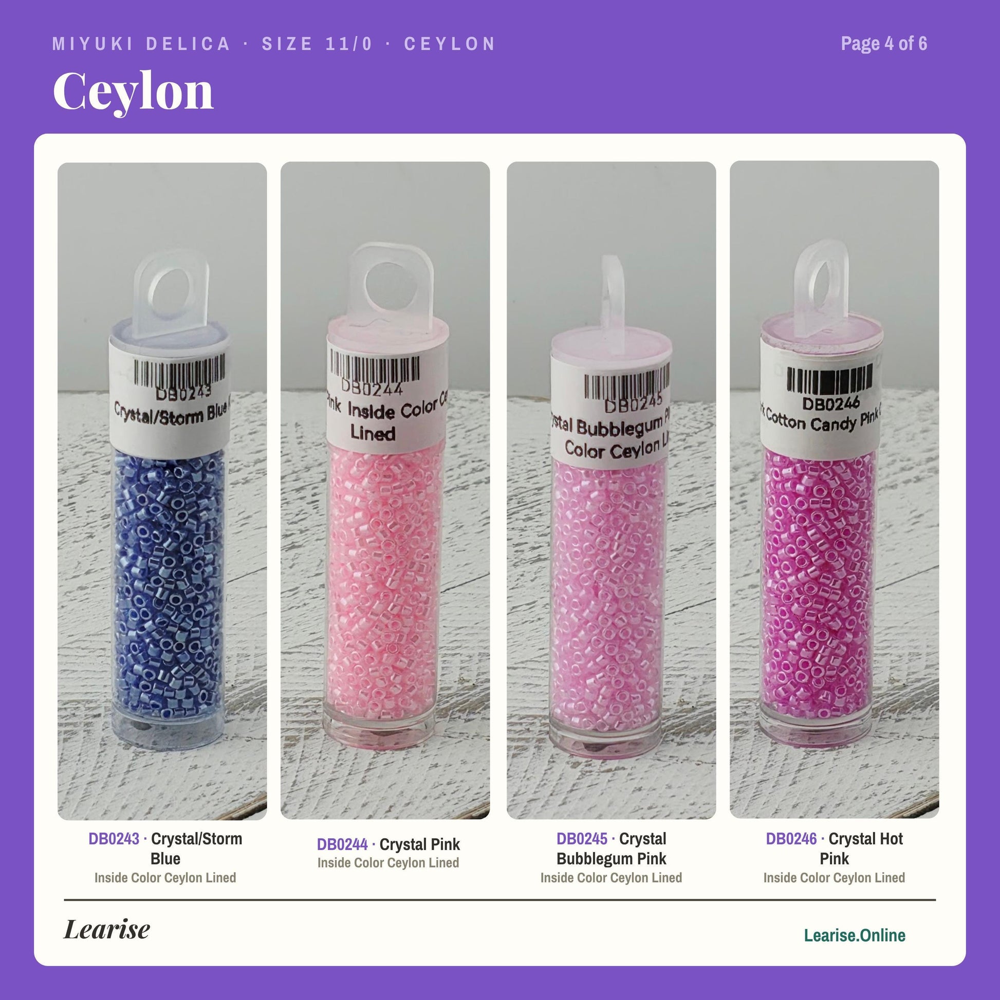 Miyuki Delica Ceylon Finish, 11/0 Seed Beads | Glass Cylinder | Peyote, Brick, Loom