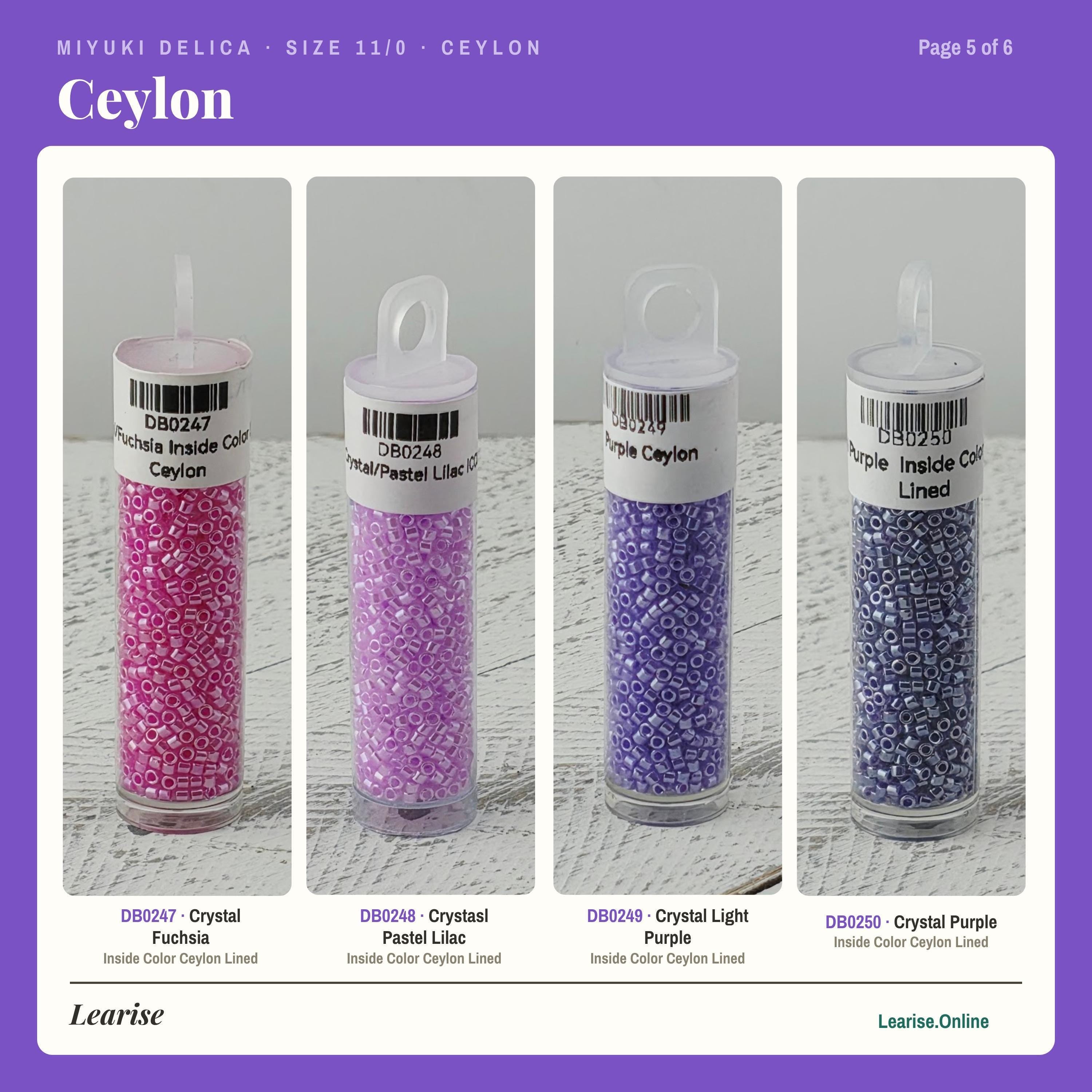 Miyuki Delica Ceylon Finish, 11/0 Seed Beads | Glass Cylinder | Peyote, Brick, Loom