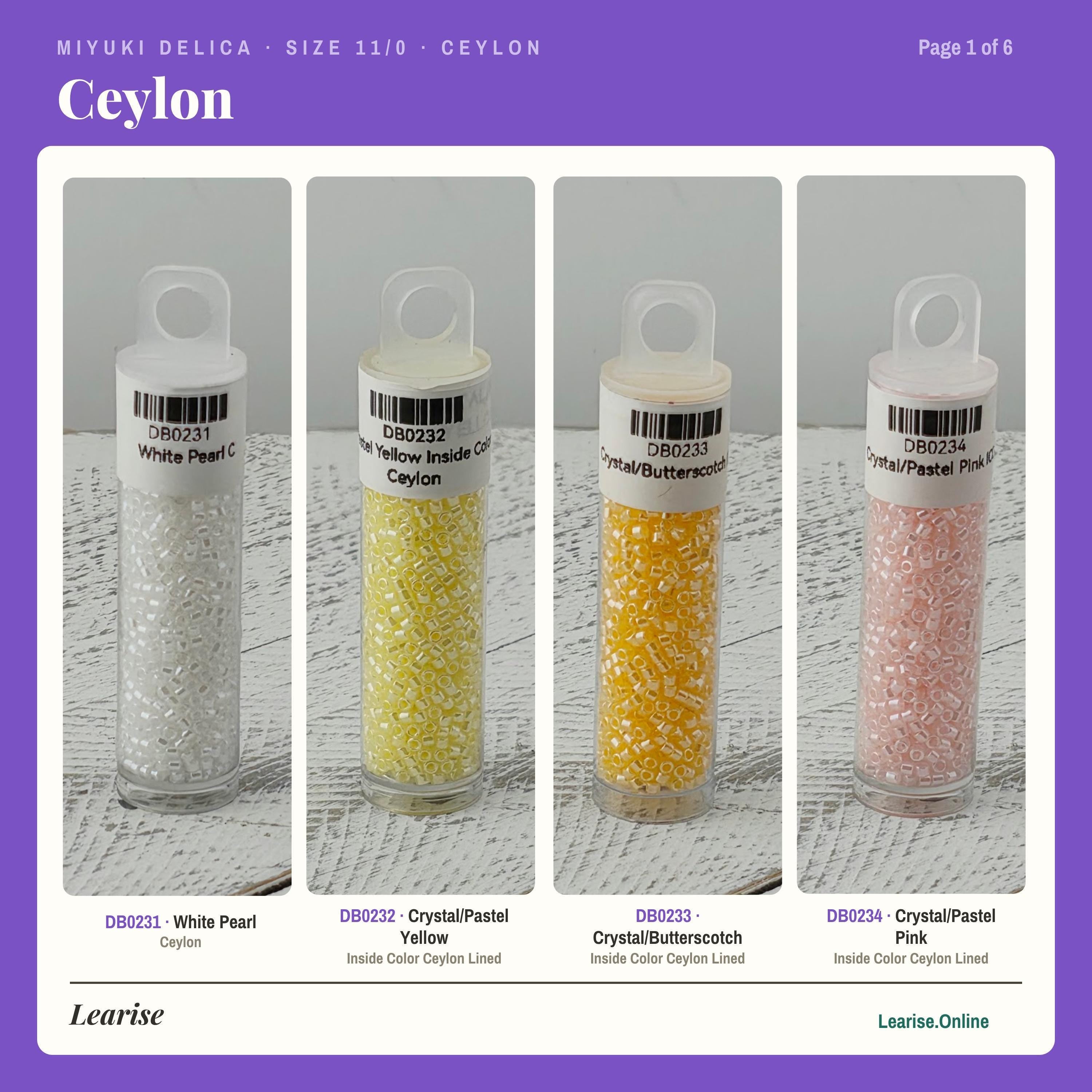 Miyuki Delica Ceylon Finish, 11/0 Seed Beads | Glass Cylinder | Peyote, Brick, Loom