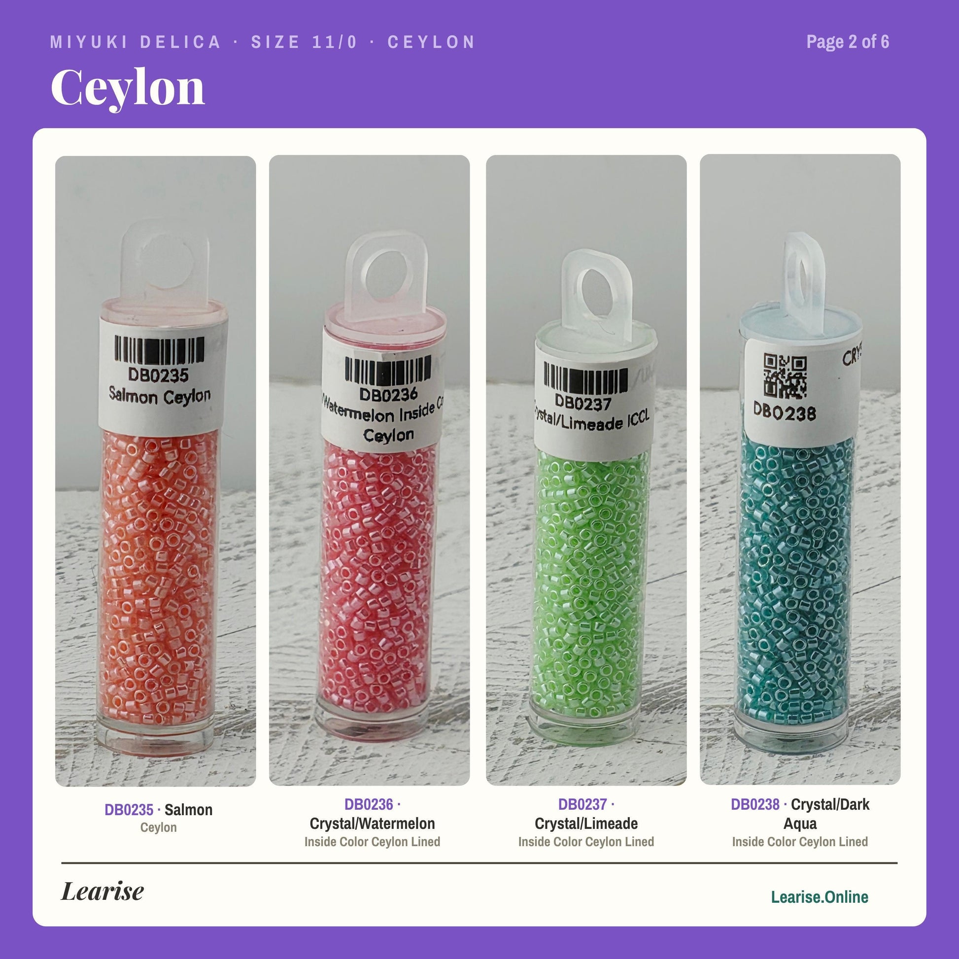 Miyuki Delica Ceylon Finish, 11/0 Seed Beads | Glass Cylinder | Peyote, Brick, Loom