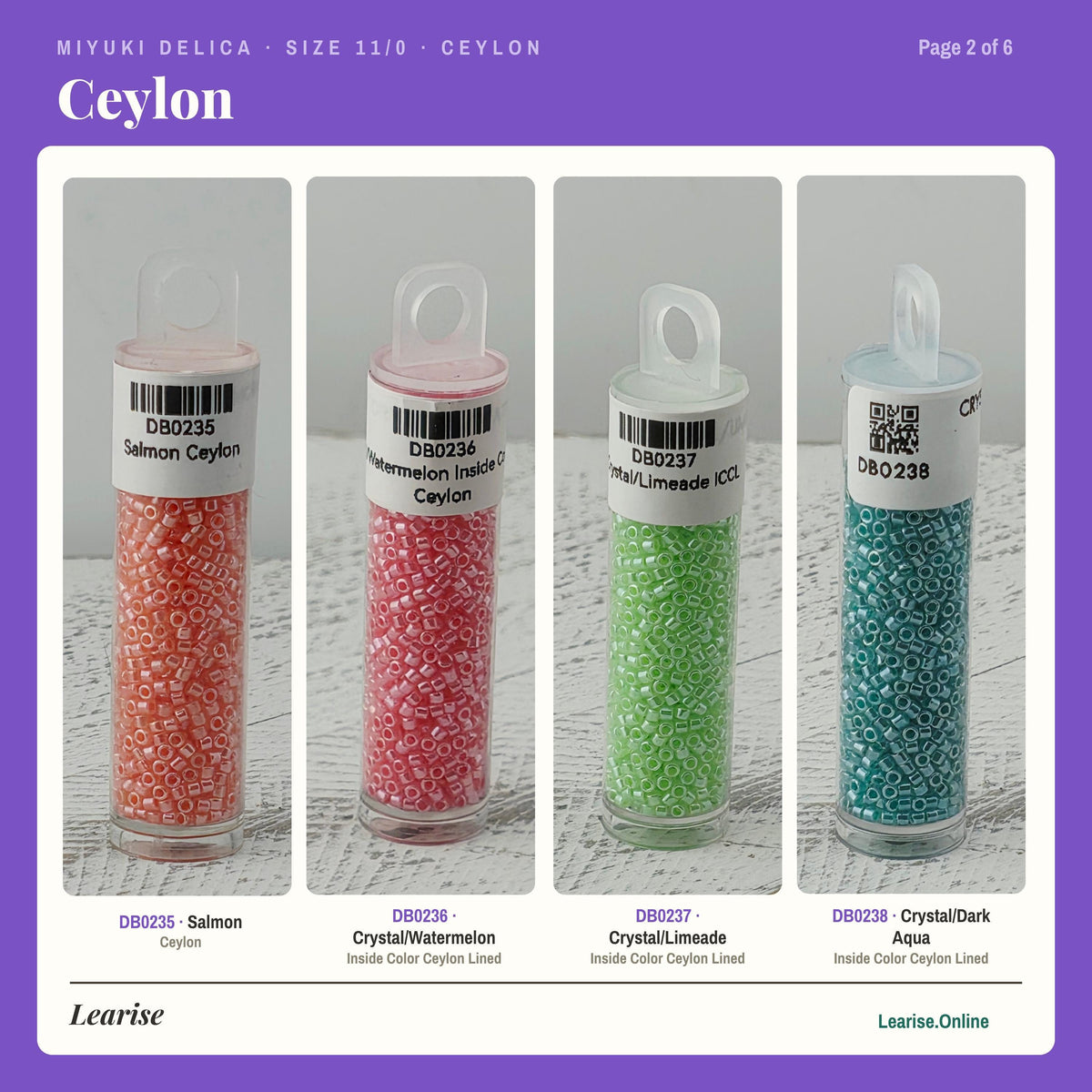 Miyuki Delica Ceylon Finish, 11/0 Seed Beads | Glass Cylinder | Peyote, Brick, Loom