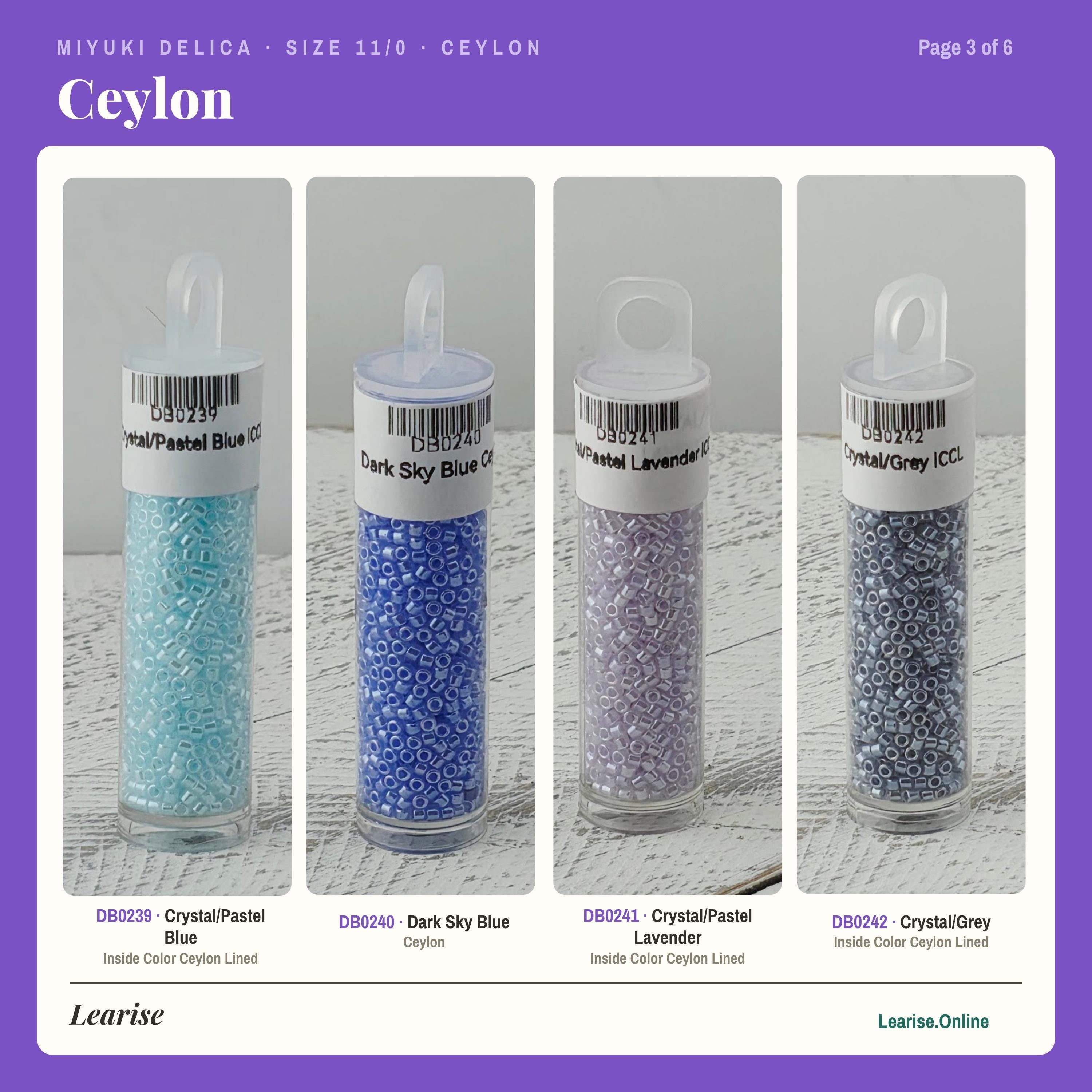 Miyuki Delica Ceylon Finish, 11/0 Seed Beads | Glass Cylinder | Peyote, Brick, Loom
