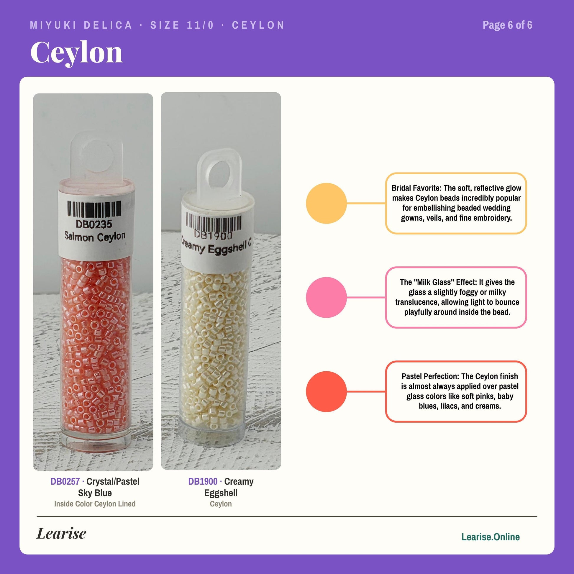 Miyuki Delica Ceylon Finish, 11/0 Seed Beads | Glass Cylinder | Peyote, Brick, Loom