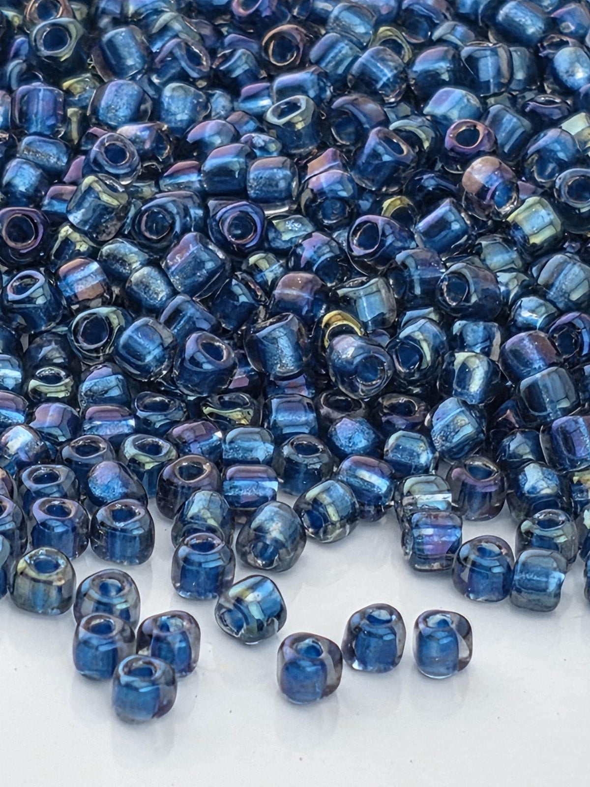 Miyuki Triangle Beads, Light Blue Inside Color Lined | Glass | 15g Pack