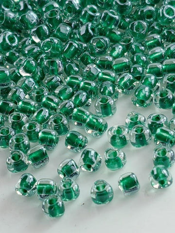 Miyuki Triangle Beads, Crystal Green Inside Color Lined | 8/0 Size | 15g Pack