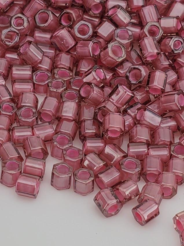 Toho Hex 8/0 Beads, Light Amethyst Pink-Lined | 3mm | Loom Work