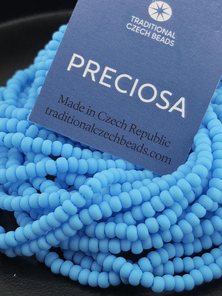 Round Preciosa half-hank Bead Set, Blue Turquoise Matte DIY Jewelry Supply | Seed Bead Collection | 8/0 Size