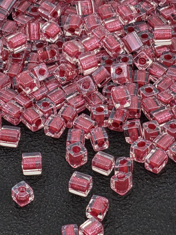 Miyuki Crystal Cube Beads: Rose Lined Sparkle, 3mm, 15g