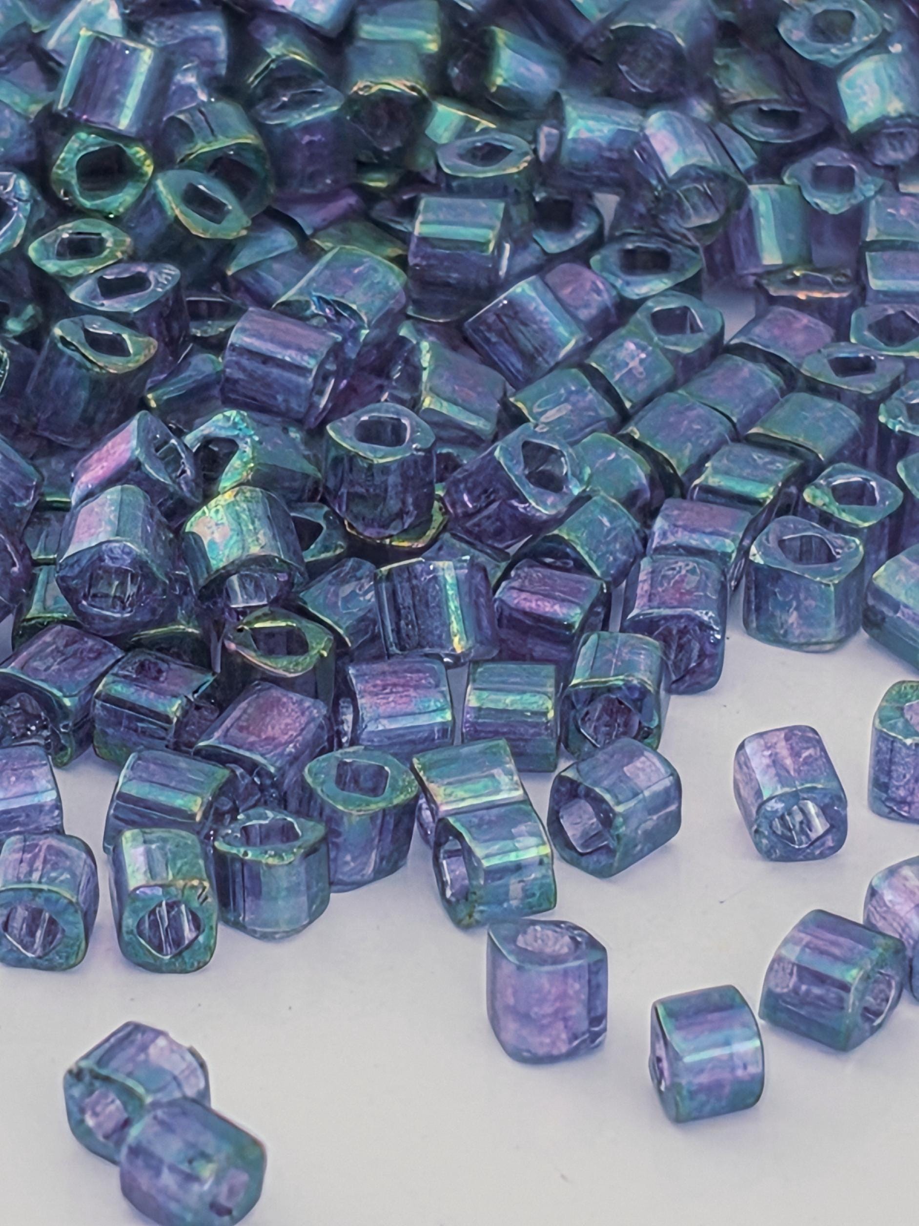 TOHO Cube 1.5mm Gold-Lustered Lt Tanzanite 2.5 Tube | Japanese Seed Beads | Bead Weaving Embroidery Supply | DIY Jewelry