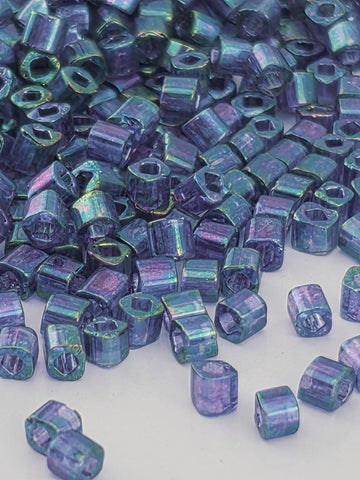 TOHO Cube 1.5mm Gold-Lustered Lt Tanzanite 2.5 Tube | Japanese Seed Beads | Bead Weaving Embroidery Supply | DIY Jewelry