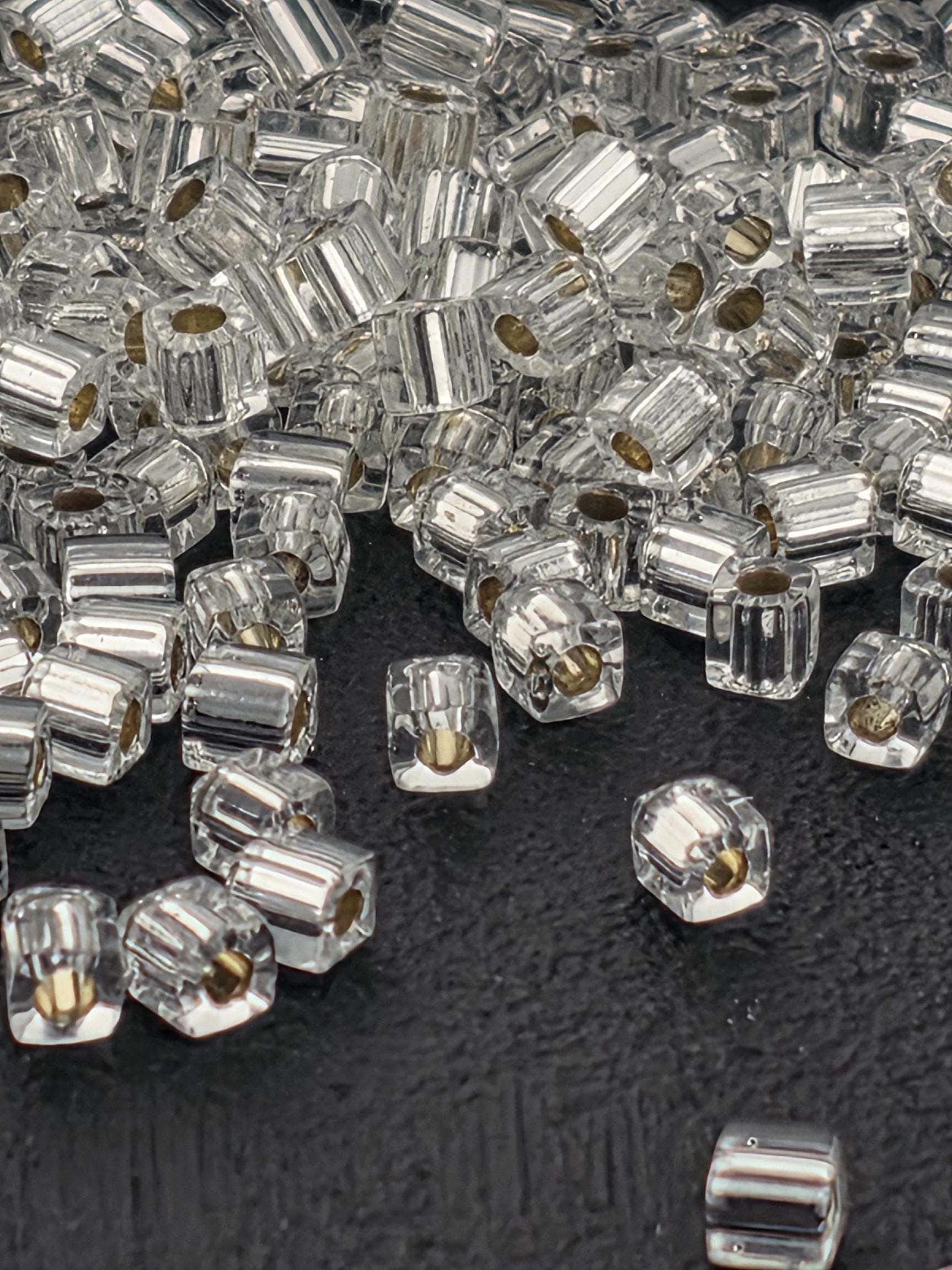 Miyuki Square Cube Beads: Crystal Translucent Silver Lined, 3mm, 15g