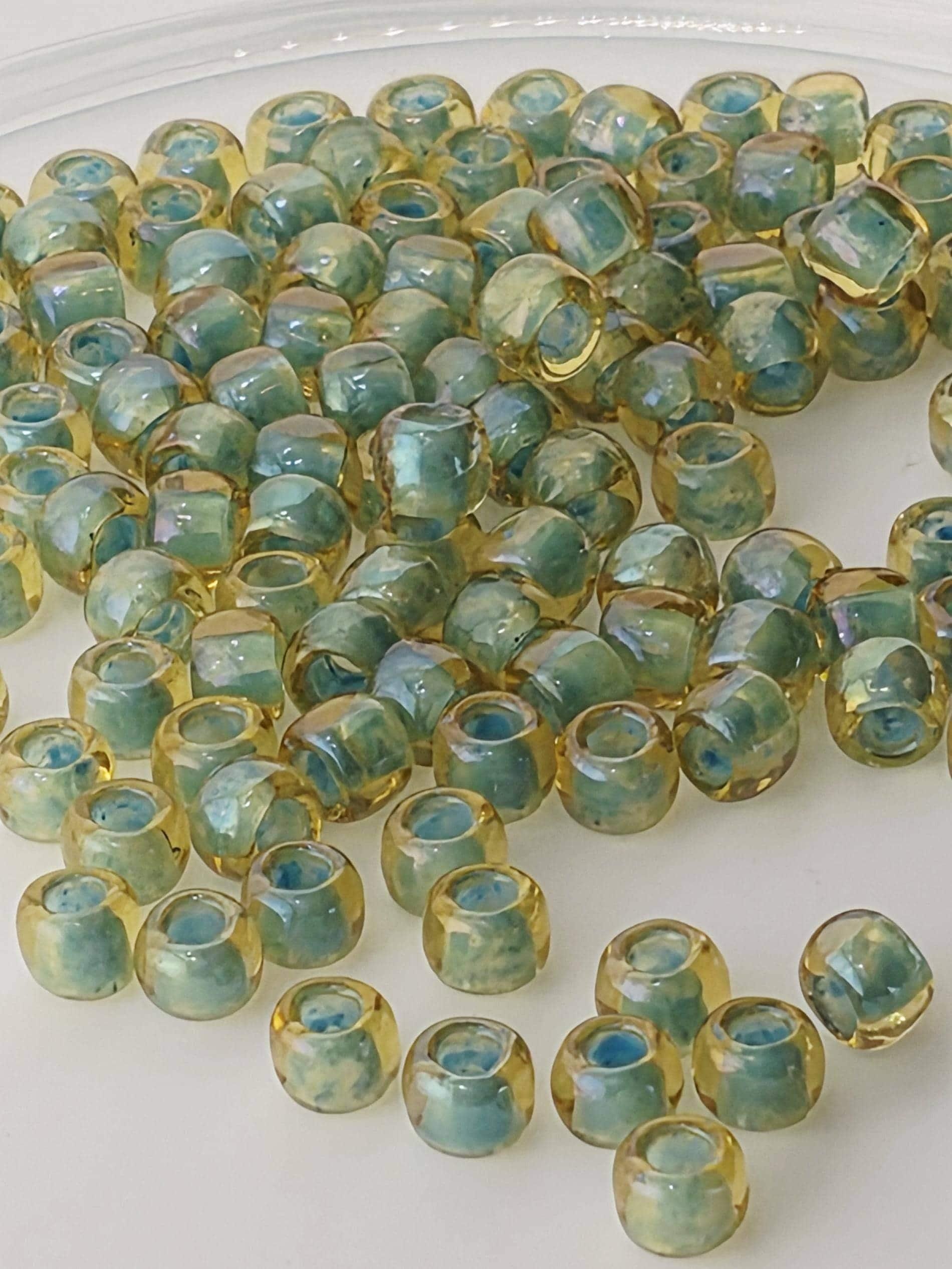 TOHO Round 6/0 Tube 2.5" : Inside-Color Rainbow Lt Topaz/Sea Foam-Lined