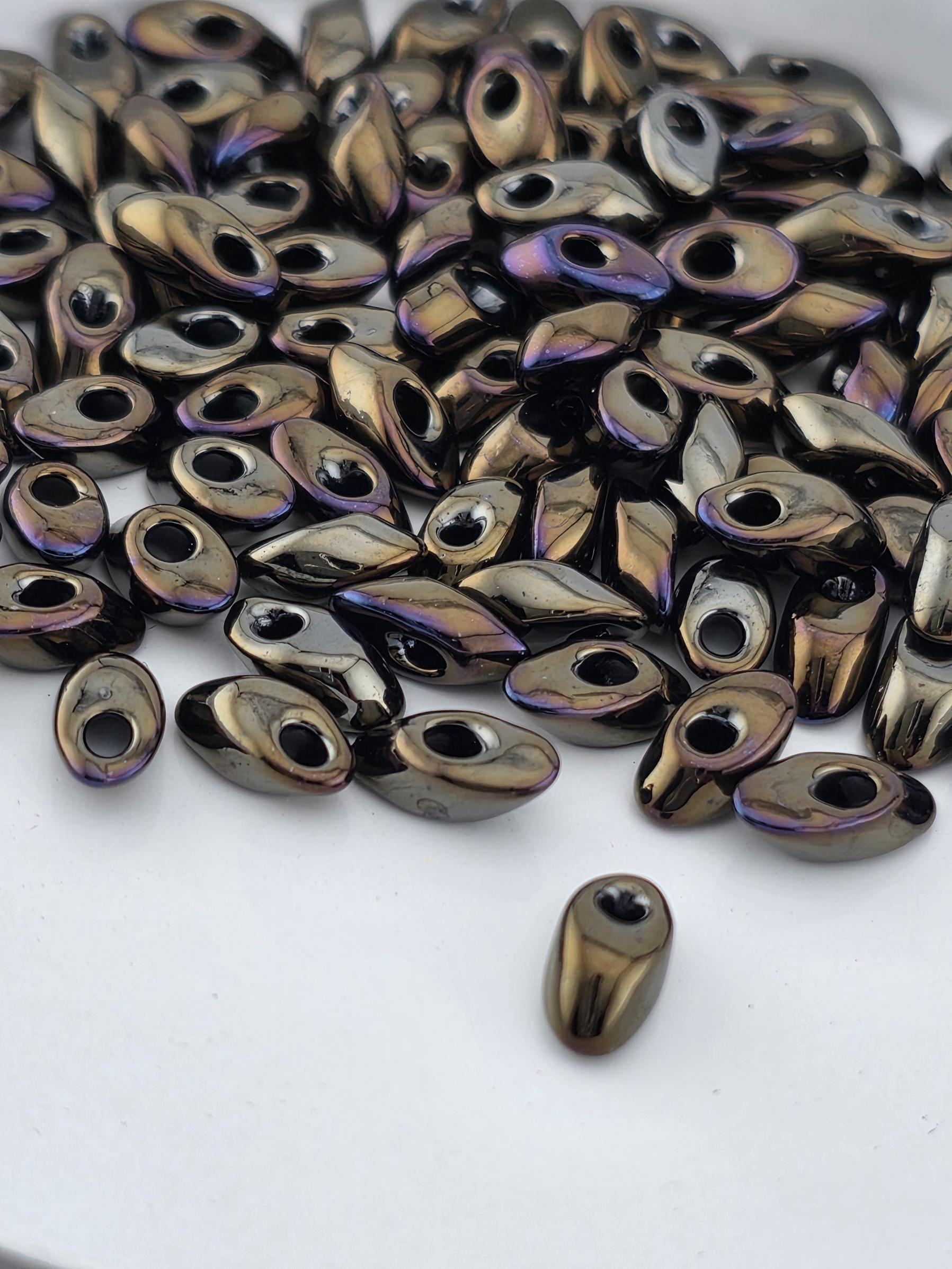 Miyuki Long Magatama Dark Olive Matte Rainbow Size 4x7mm 15g pkg