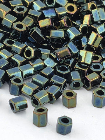 TOHO Hex 8/0 Metallic Iris - Green/Brown 2.5 Tube