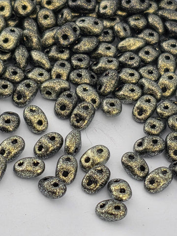 Japanese Seed Beads, MiniDuo 4x2mm Polychrome | Gold Rush | Glass Tube