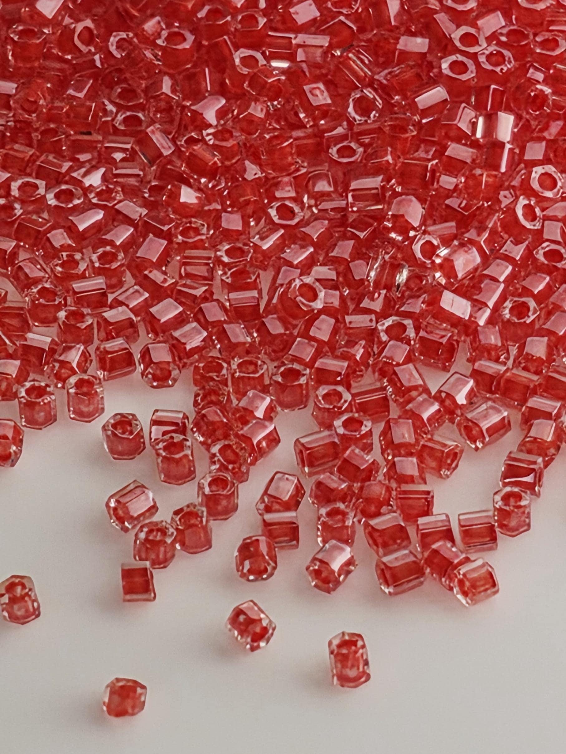 TOHO Hexagon 15/0 Tube 2.5" : Inside-Color Crystal/Tomato-Lined