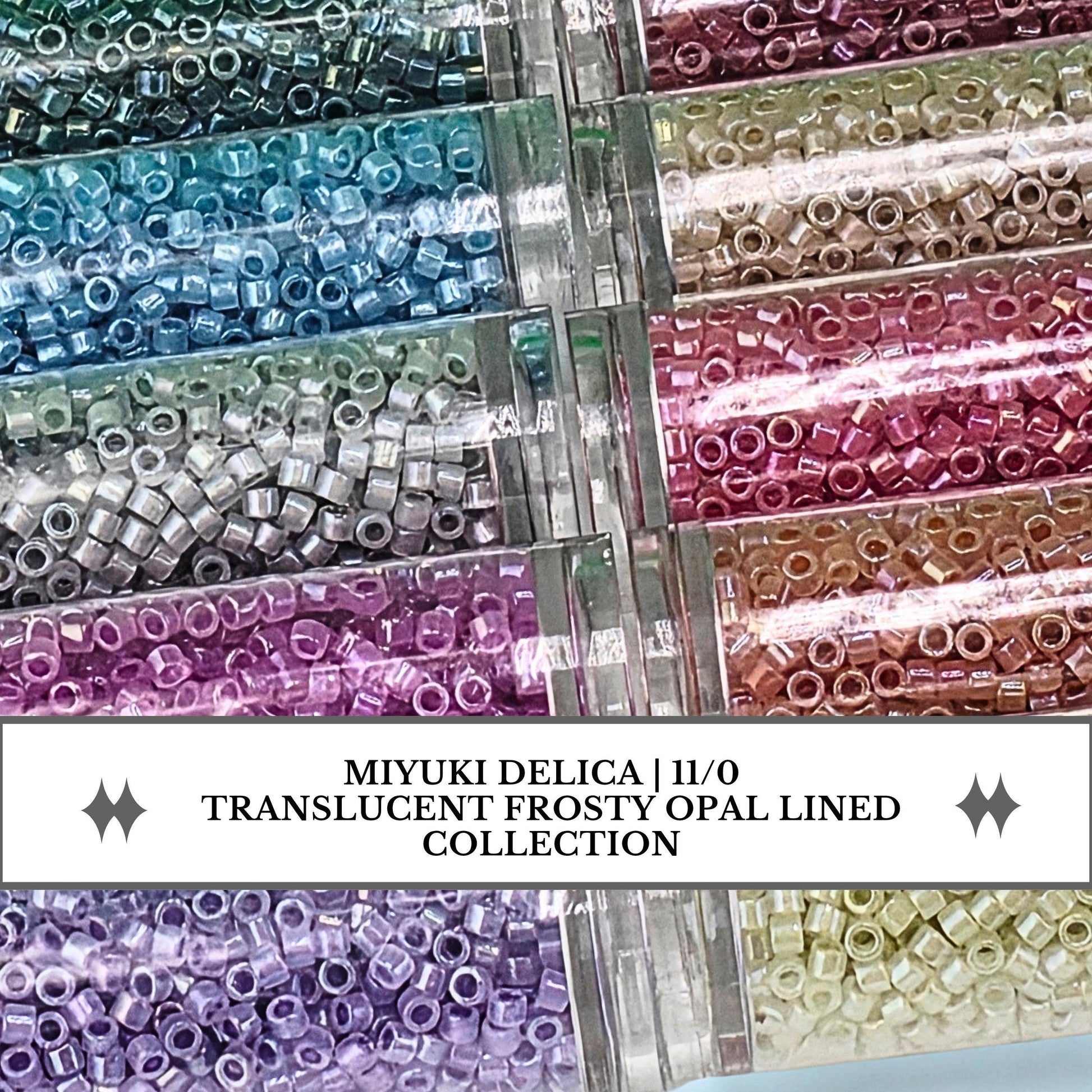 Miyuki Delica 11/0 Beads | Inside Color Lined Sparkle Rainbow | Individual 7g Tubes or Full Set of 11 | Frost Ice Cylinder Seed Beads