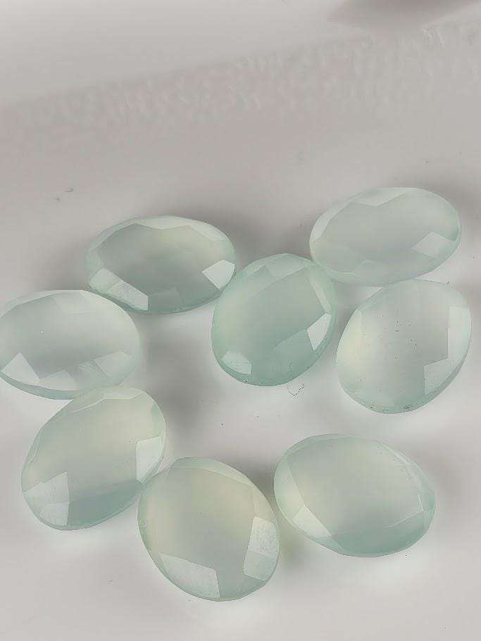 Seafoam Mint Faceted Oval Lot ~23 Stones, 16x12mm, Double Sided Loose Gemstones for Wire Wrapping Bezel Setting, Destash Supply