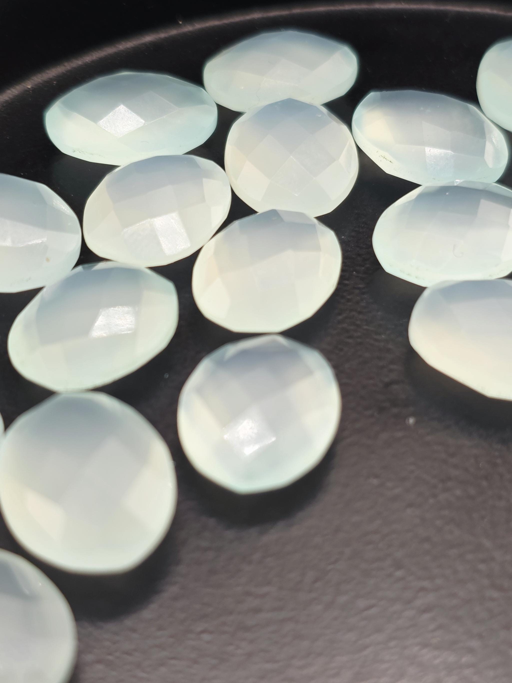 Seafoam Mint Faceted Oval Lot ~23 Stones, 16x12mm, Double Sided Loose Gemstones for Wire Wrapping Bezel Setting, Destash Supply