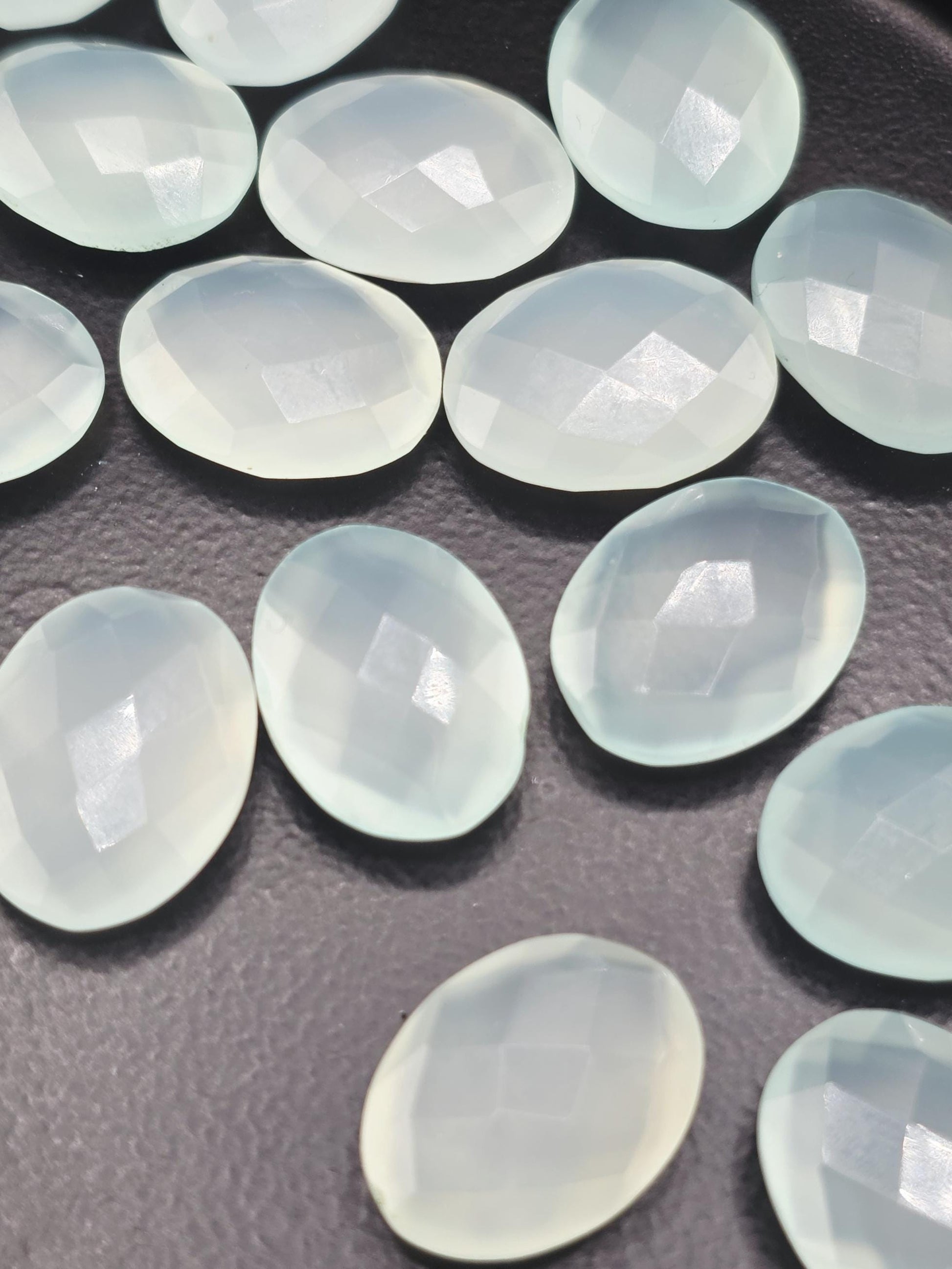Seafoam Mint Faceted Oval Lot ~23 Stones, 16x12mm, Double Sided Loose Gemstones for Wire Wrapping Bezel Setting, Destash Supply
