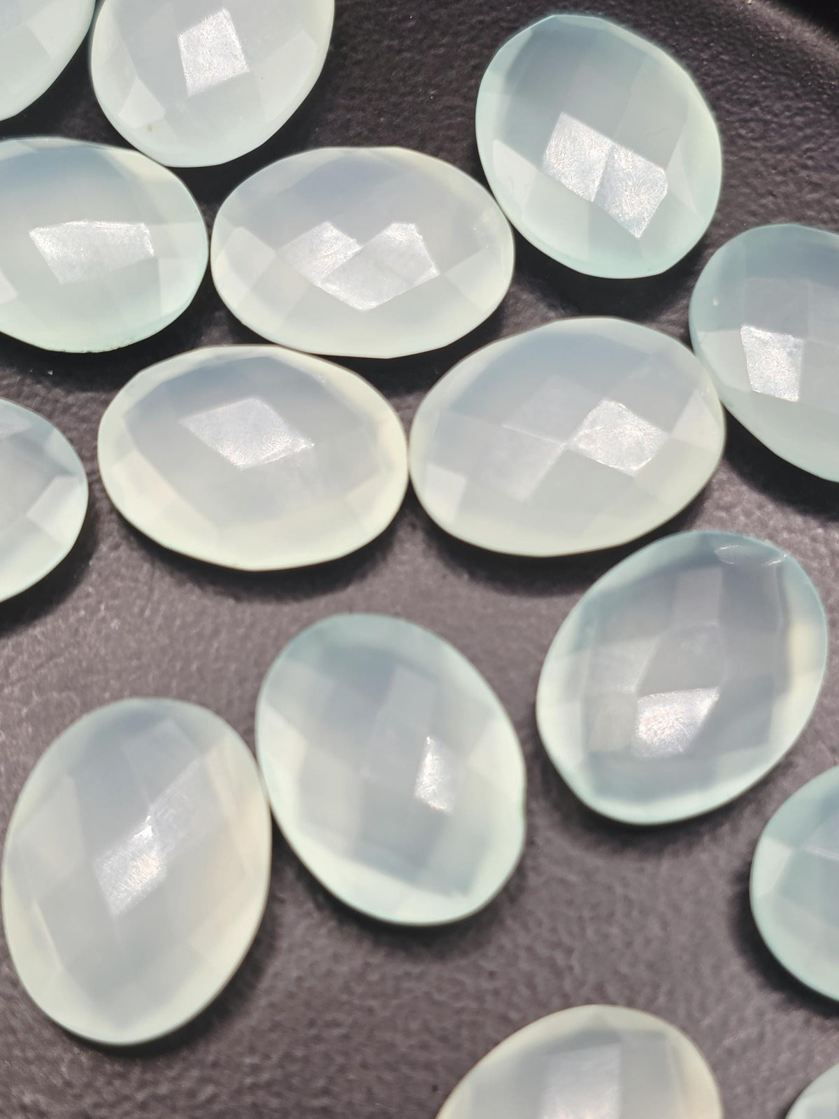 Seafoam Mint Faceted Oval Lot ~23 Stones, 16x12mm, Double Sided Loose Gemstones for Wire Wrapping Bezel Setting, Destash Supply