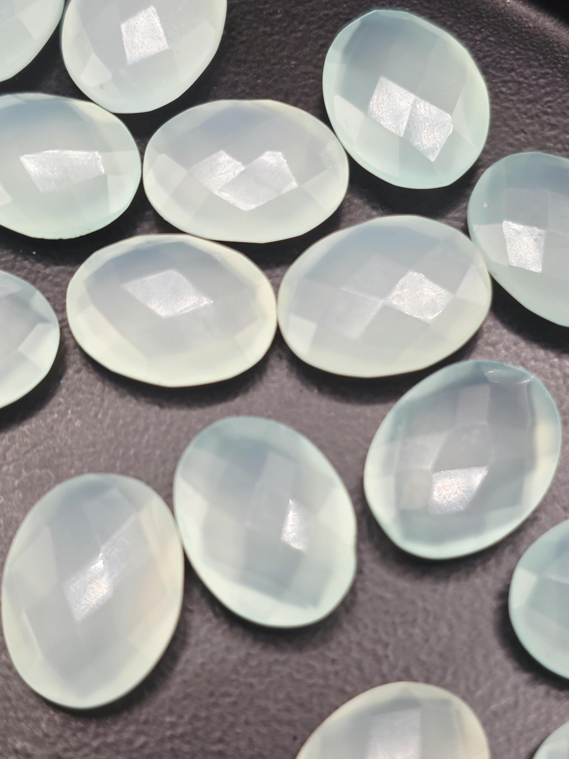 Seafoam Mint Faceted Oval Lot ~23 Stones, 16x12mm, Double Sided Loose Gemstones for Wire Wrapping Bezel Setting, Destash Supply