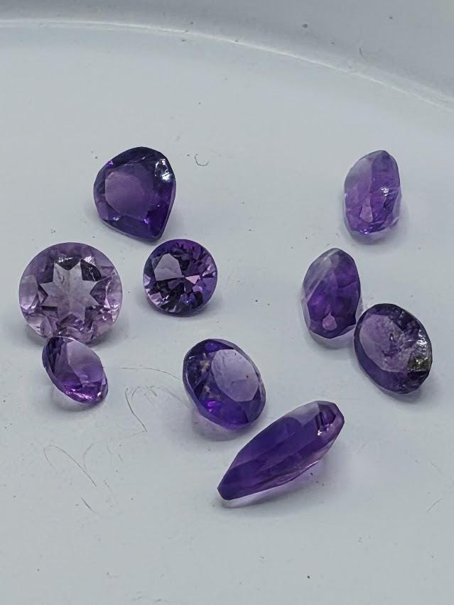 Amethyst Lot 3.7 Carats, 3-4mm Loose Faceted Deep Purple Amethyst Parcel Mixed Shapes, Natural February Birthstone Destash Jewelry Supply