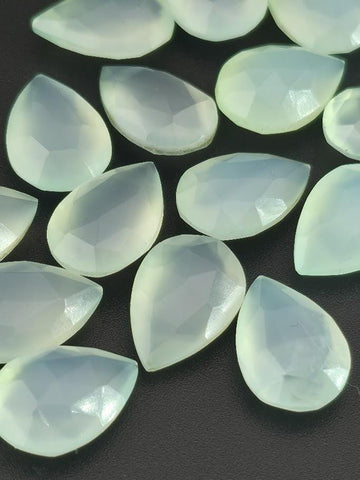 Seafoam Mint Faceted Pear Lot ~24 Stones, 13x9mm, Double Sided Loose Teardrop Gemstones Wire Wrapping Bezel Setting, Destash Supply