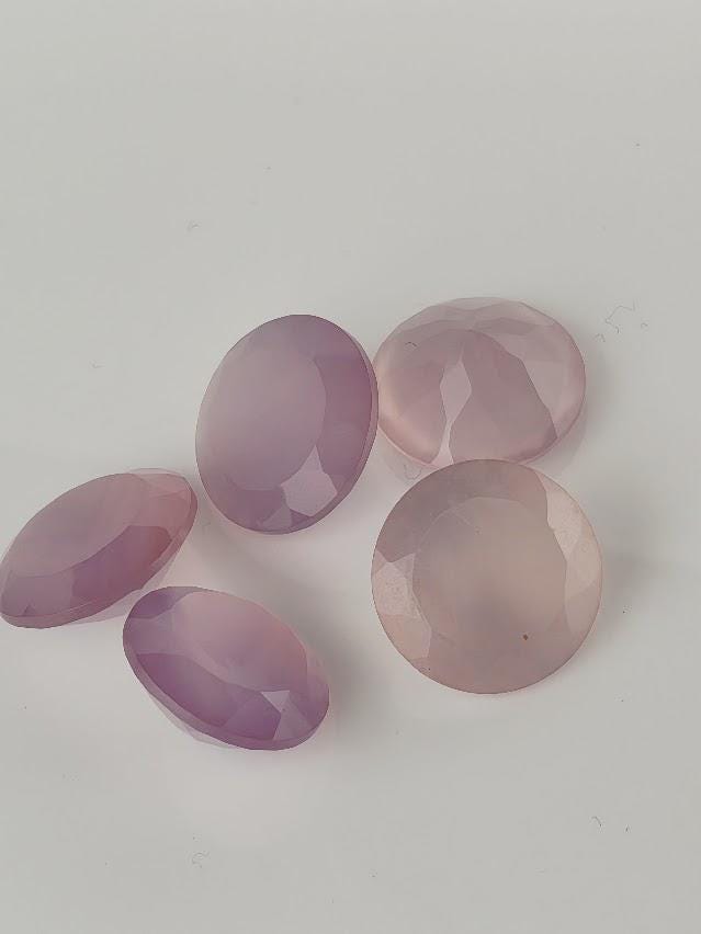 Pink Faceted Gemstone Lot ~8 Stones, Pointed Back, Loose Pink Stones 11-15mm Mix for Prong Setting Wire Wrapping, Destash Supply