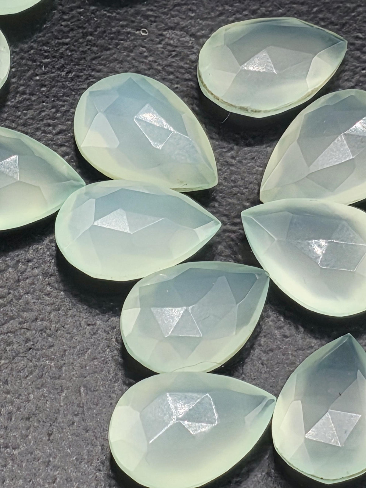 Seafoam Mint Faceted Pear Lot ~24 Stones, 13x9mm, Double Sided Loose Teardrop Gemstones Wire Wrapping Bezel Setting, Destash Supply