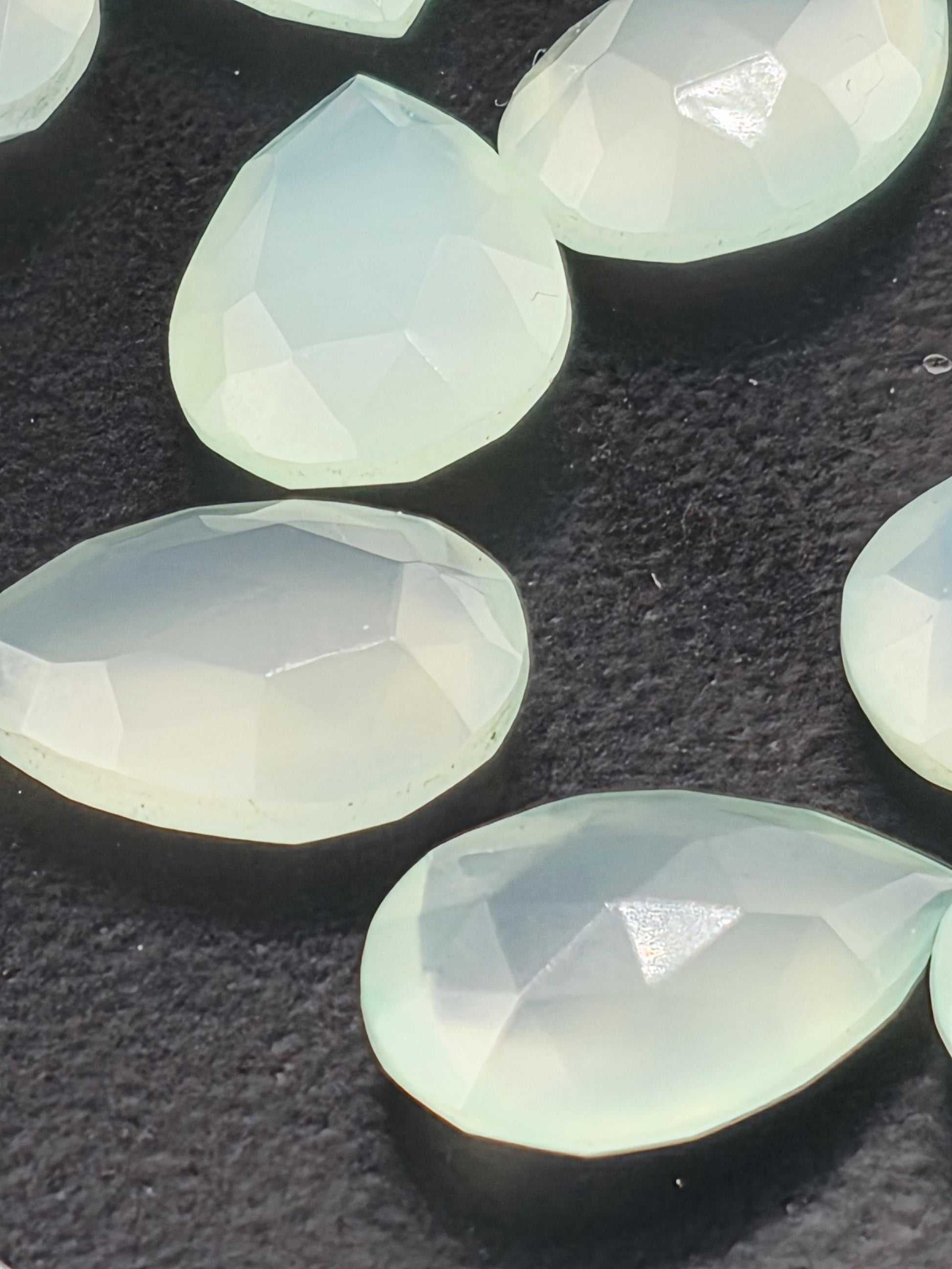 Seafoam Mint Faceted Pear Lot ~24 Stones, 13x9mm, Double Sided Loose Teardrop Gemstones Wire Wrapping Bezel Setting, Destash Supply