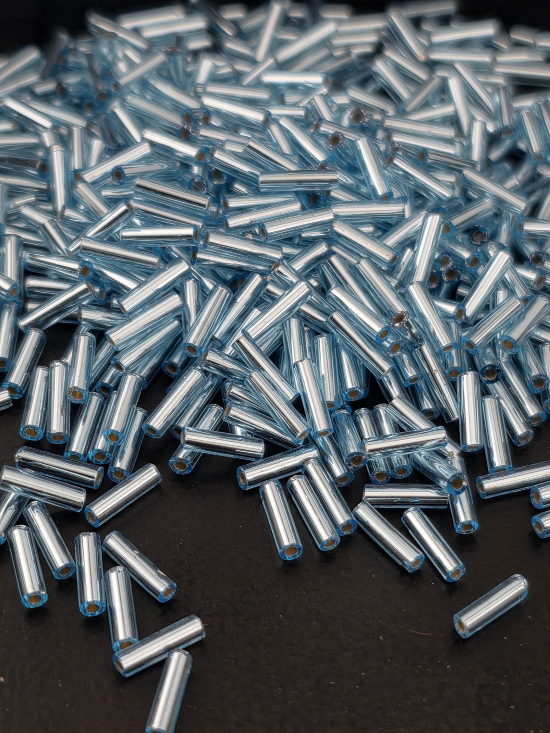 Miyuki Bugles 6mm, Translucent Blue Topaz Silver Lined Beads | Jewelry Making | Delicate Craft Supplies