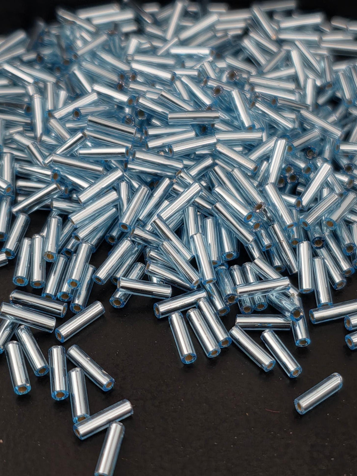 Miyuki Bugles 6mm, Translucent Blue Topaz Silver Lined Beads | Jewelry Making | Delicate Craft Supplies