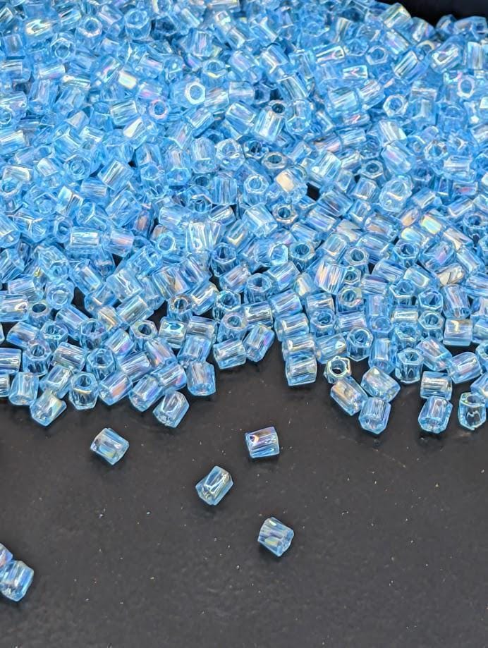 Miyuki Twist Bugle Beads, Blue Topaz Translucent Rainbow | Size 10/0 | 15g Pkg
