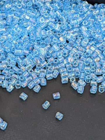 Miyuki Twist Bugle Beads, Blue Topaz Translucent Rainbow | Size 10/0 | 15g Pkg