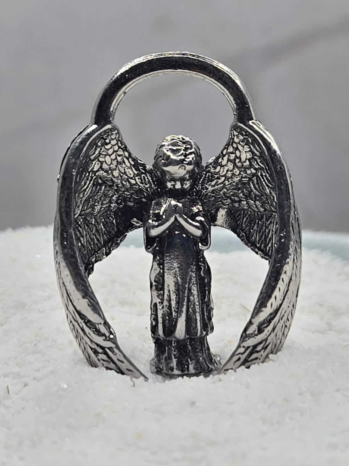 Fallen Angel Charm, Goth Anime Style | Silver Plated | Compact Pendant