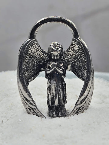 Fallen Angel Charm, Goth Anime Style | Silver Plated | Compact Pendant
