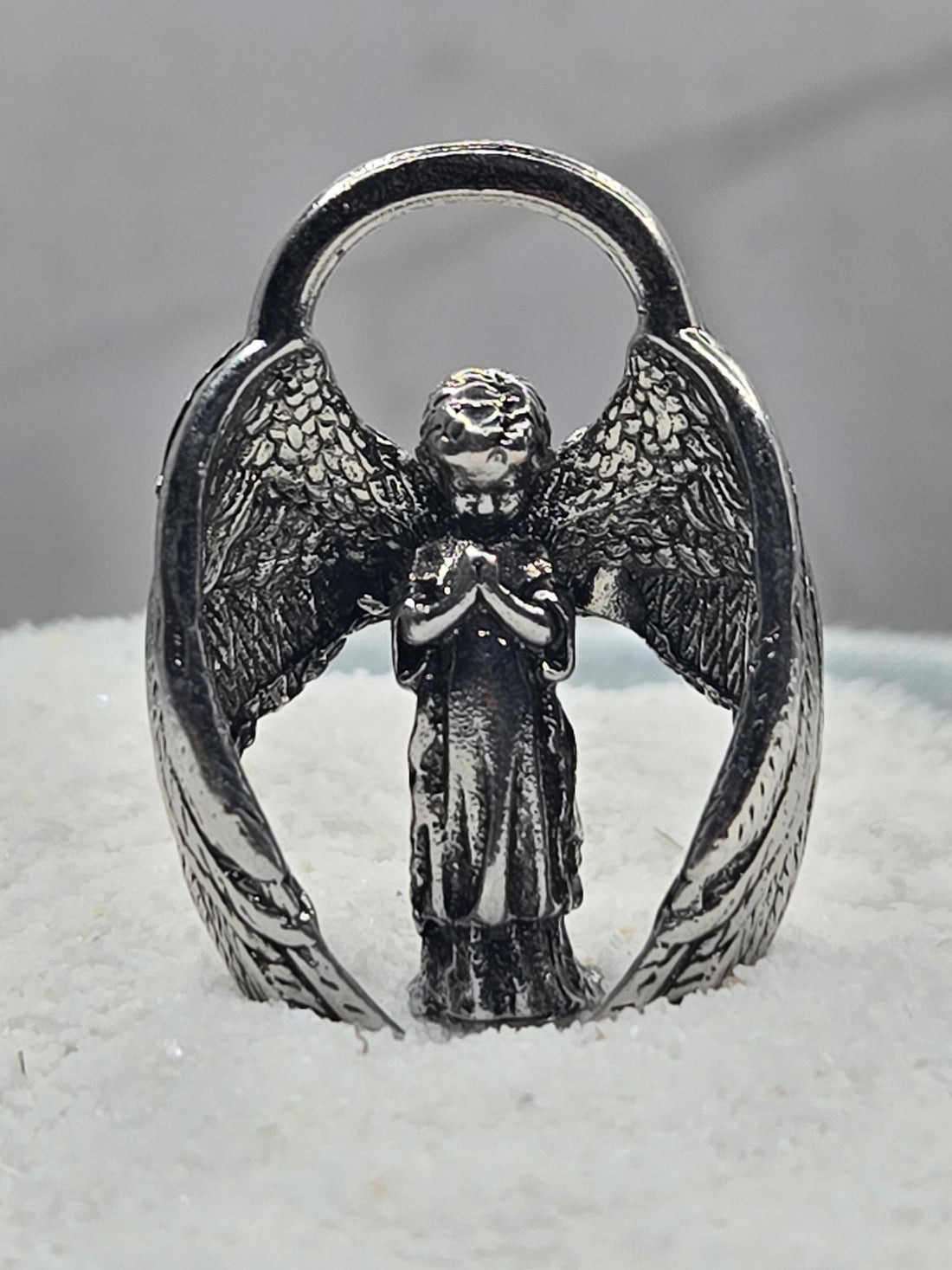 Fallen Angel Charm, Goth Anime Style | Silver Plated | Compact Pendant