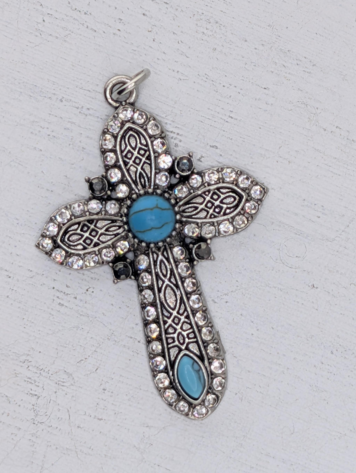 Turquoise Cross Pendant: Bold Country Style with Fallen Angel Charm